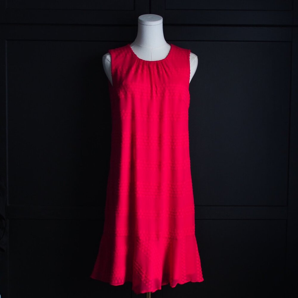 Karl Lagerfield | Sleeveles, Ruffle-Hem, Swiss Dot, Sheath Dress